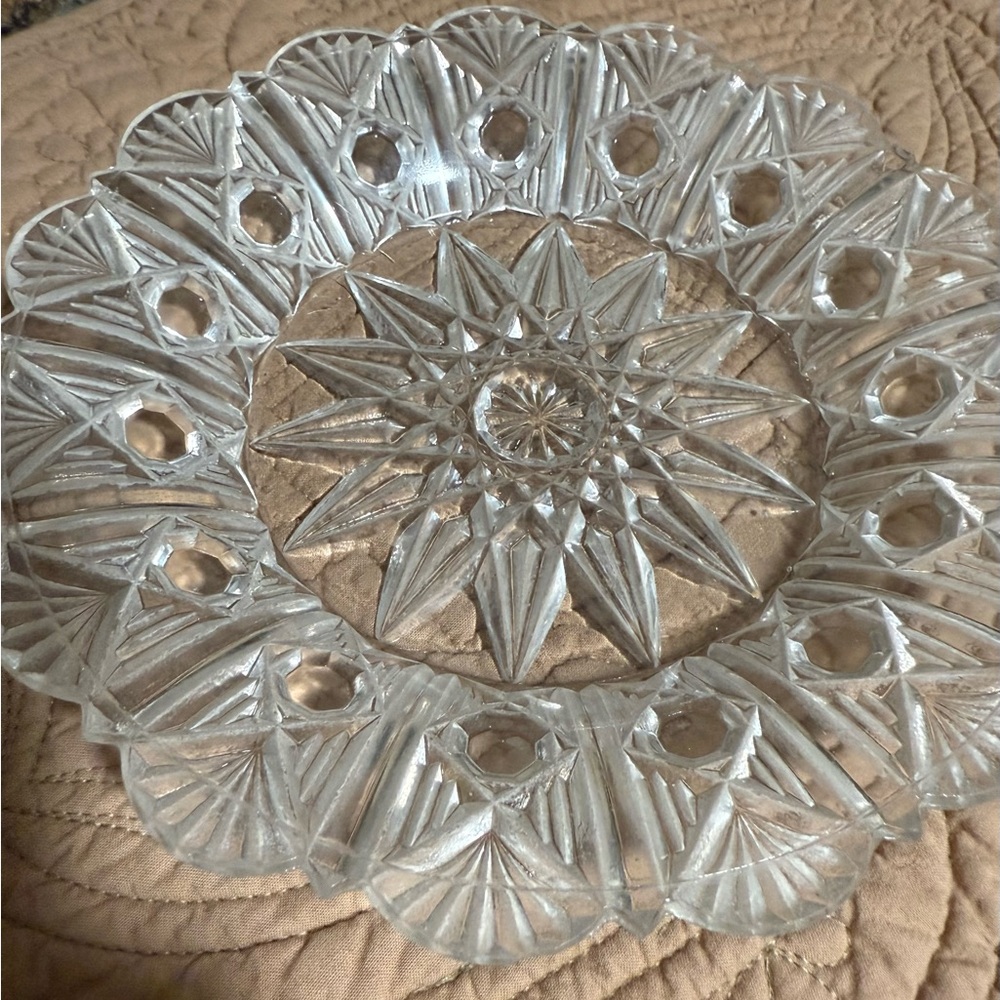Beautiful Antique Crystal Plate American Brilliant Period 8"